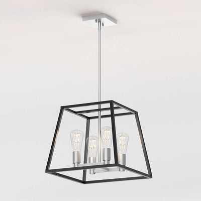 Carter Square 4-Light Chandelier Silver and Black