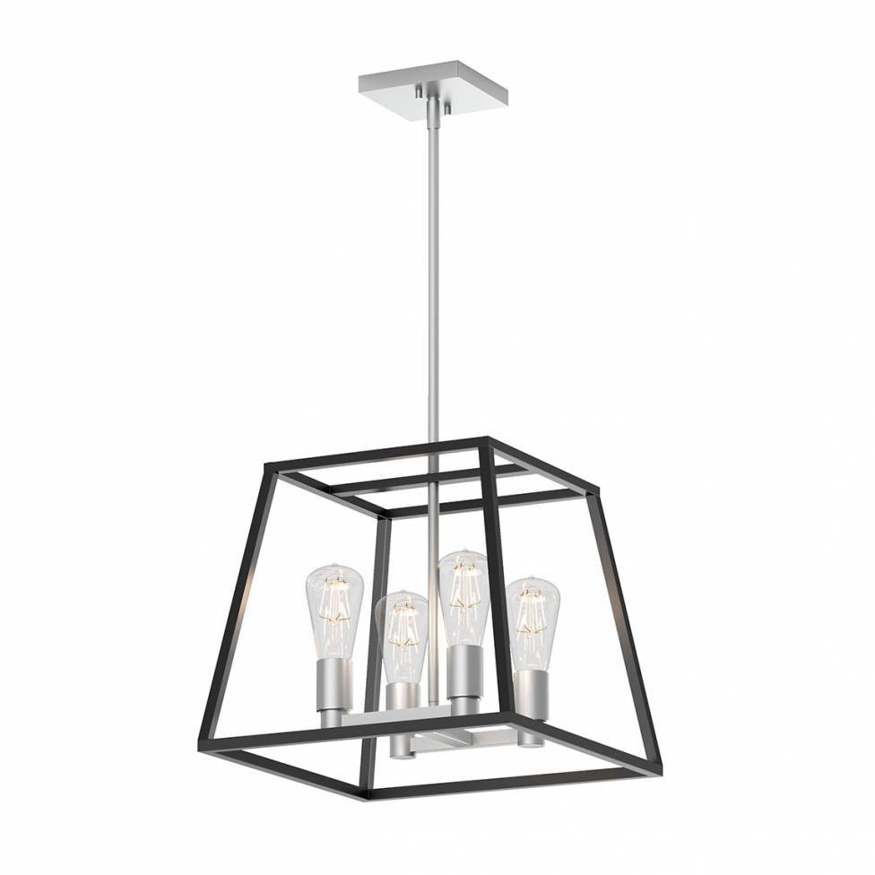 Carter Square 4-Light Chandelier Silver and Black