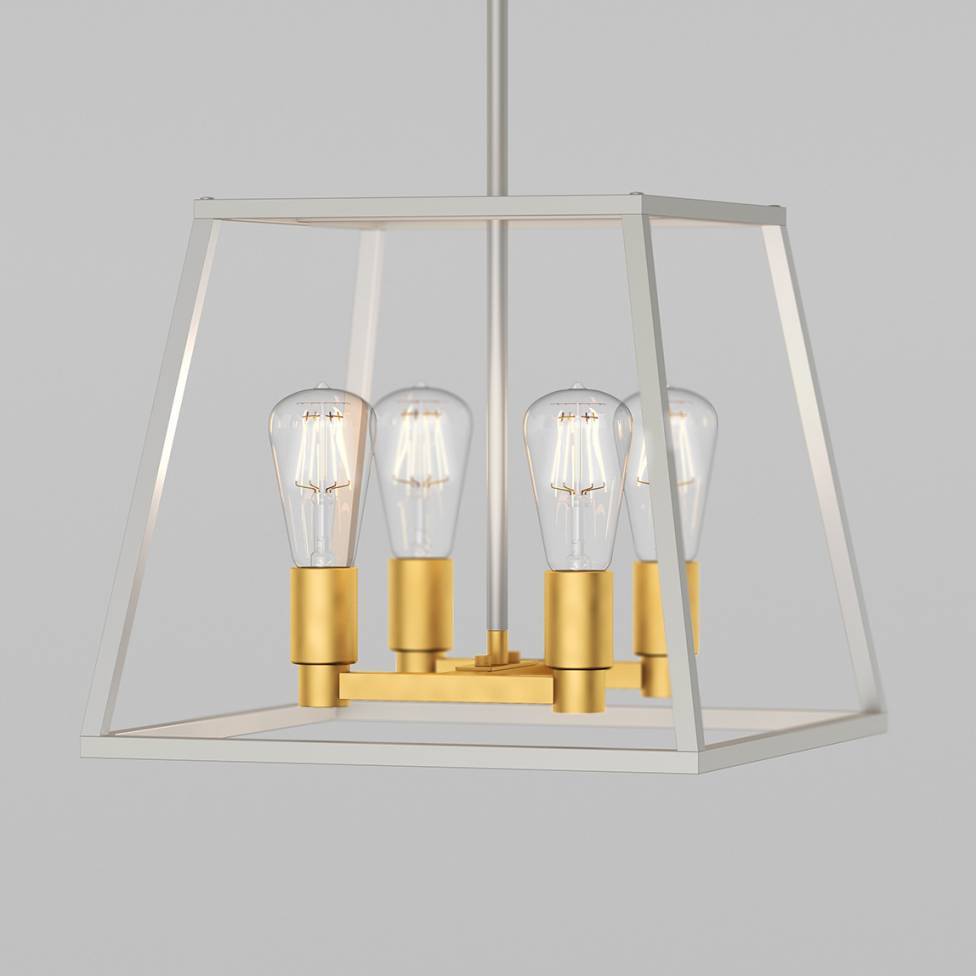 Carter Square 4-Light Chandelier White and Gold