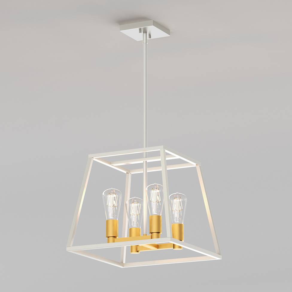 Carter Square 4-Light Chandelier White and Gold
