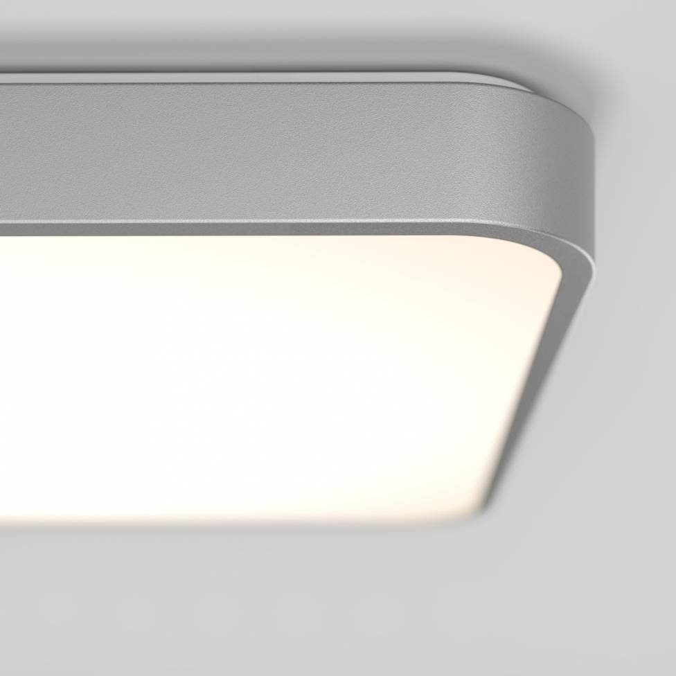 Europa 18 in. LED Flush Mount Light Silver - with Remote