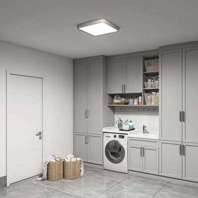 Europa 18 in. LED Flush Mount Light Silver - with Remote