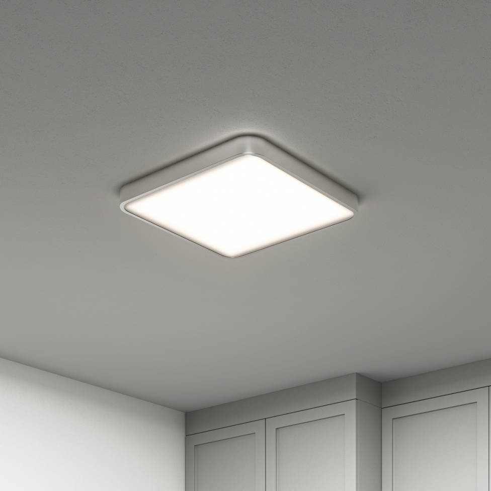 Europa 18 in. LED Flush Mount Light Silver - with Remote