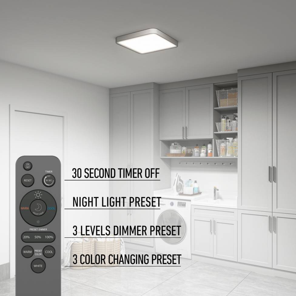 Europa 18 in. LED Flush Mount Light Silver - with Remote