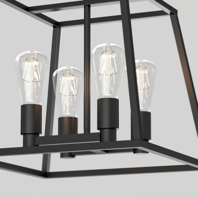 Carter Square 4-light Chandelier Black
