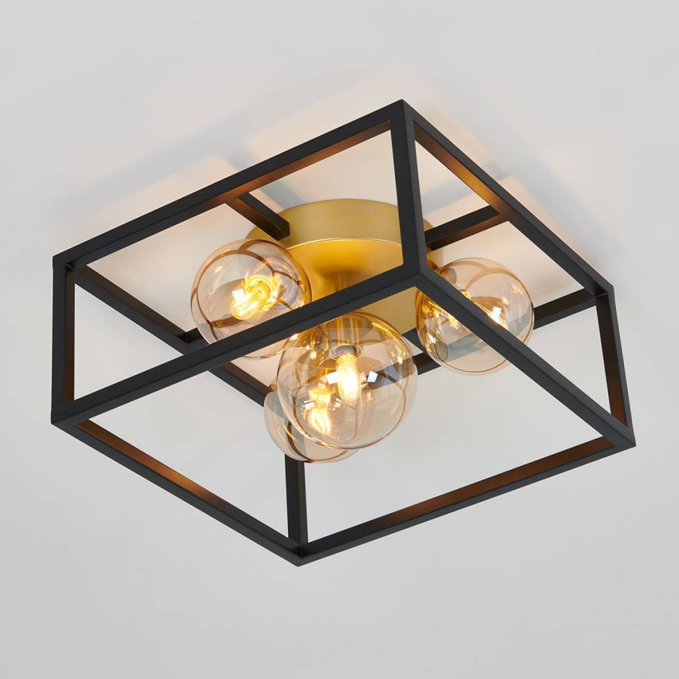 Griffintown Black and Gold Flush Mount