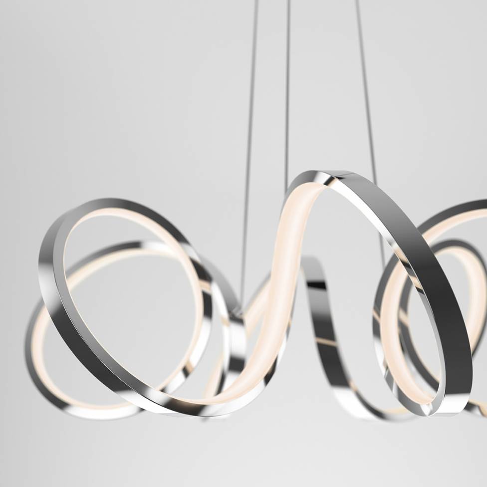 Swirl Ribbon Integrated LED Pendant Light Chrome
